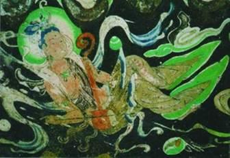 敦煌壁画曲胡琴。